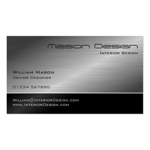 Black and Steel Modern Design Business Card (back side)