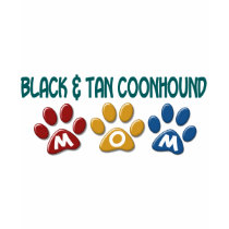 BLACK AND TAN COONHOUND MOM Paw Print t-shirts
