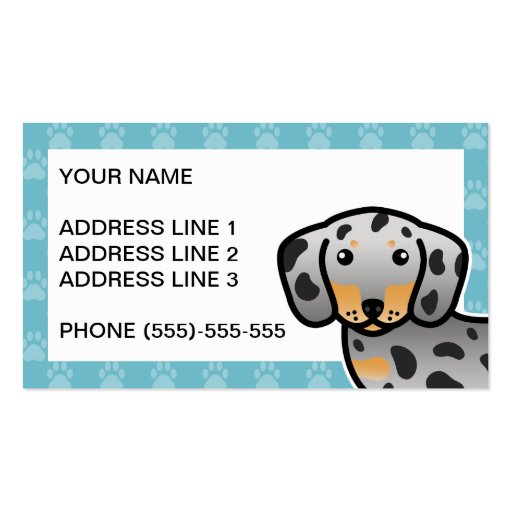 Black And Tan Dapple Smooth Coat Dachshund Business Cards (back side)
