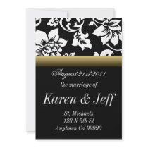 Black and Tan Floral Personalized Invitation