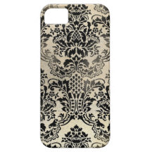 Black and tan textured damask print. iPhone 5 covers