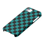 Black and Teal Checkerboard Design iPhone 5 Cover