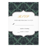 Black and Teal Damask Wedding Response Card invitations