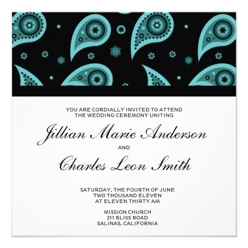 Black+and+teal+wedding+invitations