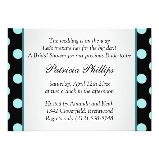 Black and teal polka dots Bridal shower Invitation