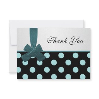 Black and teal polka dots Thank You invitation