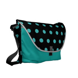Black and  Turquoise Blue Polkadots Pattern