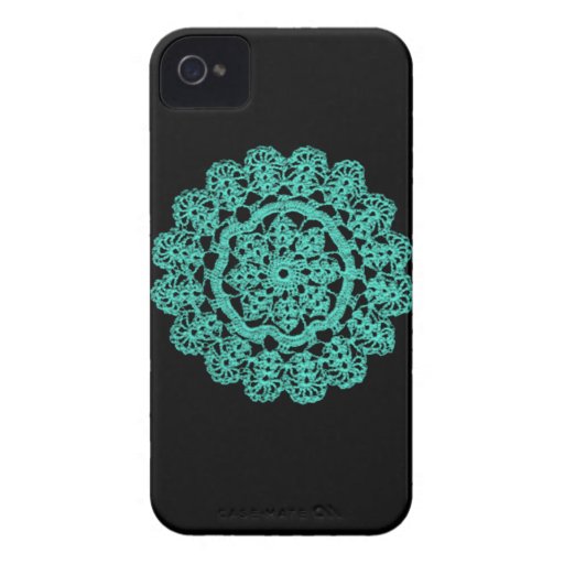 Black and Turquoise Crochet Case-Mate iPhone 4 Case