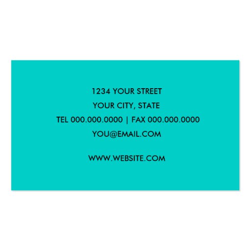 Black and Turquoise Damask Business Card (back side)