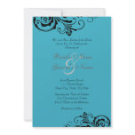 Black and Turquoise Floral Chic Wedding Invitation