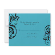 Black and Turquoise Floral Chic Wedding RSVP invitation