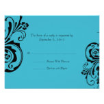 Black and Turquoise Floral Chic Wedding RSVP Invitations