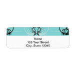 Black and Turquoise Floral Custom Return Address Label
