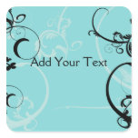 Black and Turquoise Floral Stickers