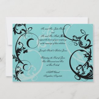 Black and Turquoise Florish invitation