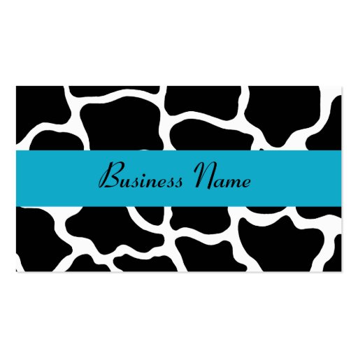 Black and Turquoise Giraffe Business Card