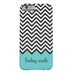 Black and Turquoise Modern Chevron Custom Monogram Barely There iPhone 6 Case