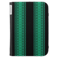 Black and Turquoise Ornate Stripes Kindle 3 Cover