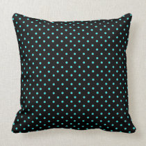 Black and Turquoise Polka Dots Decorative Pillow