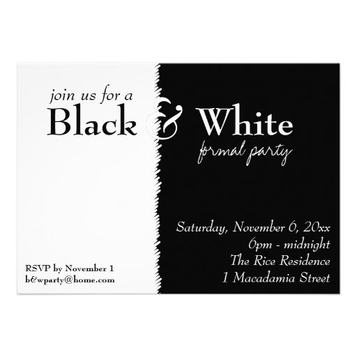Black and White 2 Theme Party Invitation