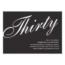 Black and White 30th Birthday Invitations