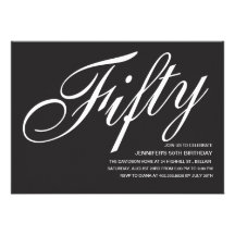 Black and White 50th Birthday Invitations