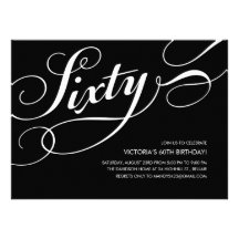 Black and White 60th Birthday Invitations