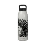 Black and White Abstract Daisy Drinking Bottle