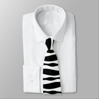 Black And White Abstract Zebra Stripes Tie