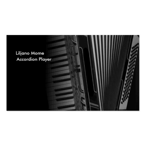 Black and White Accordion Music Business Cards (front side)
