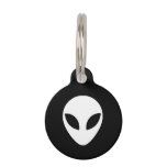 Black and White Alien Head Pet Name Tag