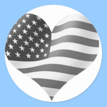 black and white American Flag stickers