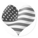 black and white American Flag stickers