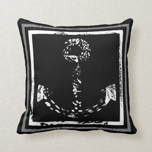 Black and white Anchor Fine Art Throw Pillow Zazzle