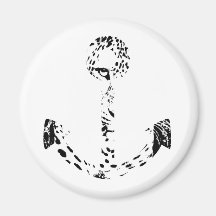 Black and White Anchor Leopard Eye Overlay Fridge Magnet