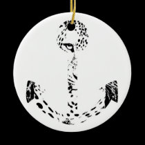 Black and White Anchor Leopard Eye Overlay ornaments