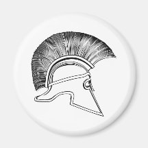 Black and White Ancient Greek Warrior Helmet Fridge Magnets