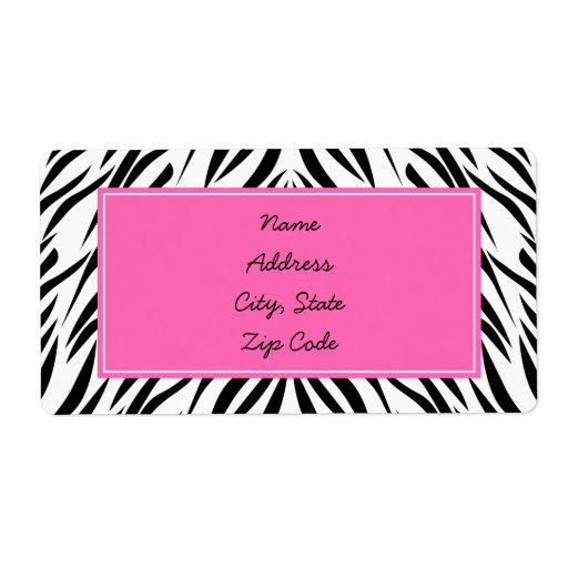 Black and White and Hot Pink Zebra Print Label Zazzle