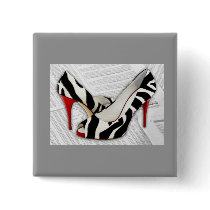 Black and White and Red All Over Pinback Button