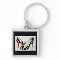 Black and White and Red All Over Key Chain