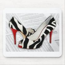 Black and White and Red All Over Mouse Pads