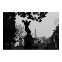 Black and White Angel Statue posters