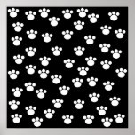 Black and White Animal Paw Print Pattern.