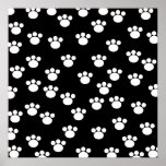 Black and White Animal Paw Print Pattern.