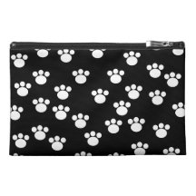 Black and White Animal Paw Print Pattern. Travel Accessories Bag