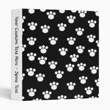 Black and White Animal Paw Print Pattern. Binder