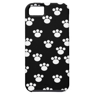 Black and White Animal Paw Print Pattern. iPhone 5 Cases