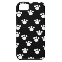 Black and White Animal Paw Print Pattern. iPhone 5 Cases