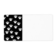 Black and White Animal Paw Print Pattern. Custom Shipping Label