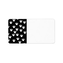 Black and White Animal Paw Print Pattern. Custom Address Label